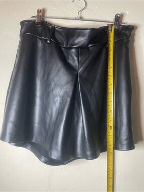 iris Black Faux Leather A-Line Skirt